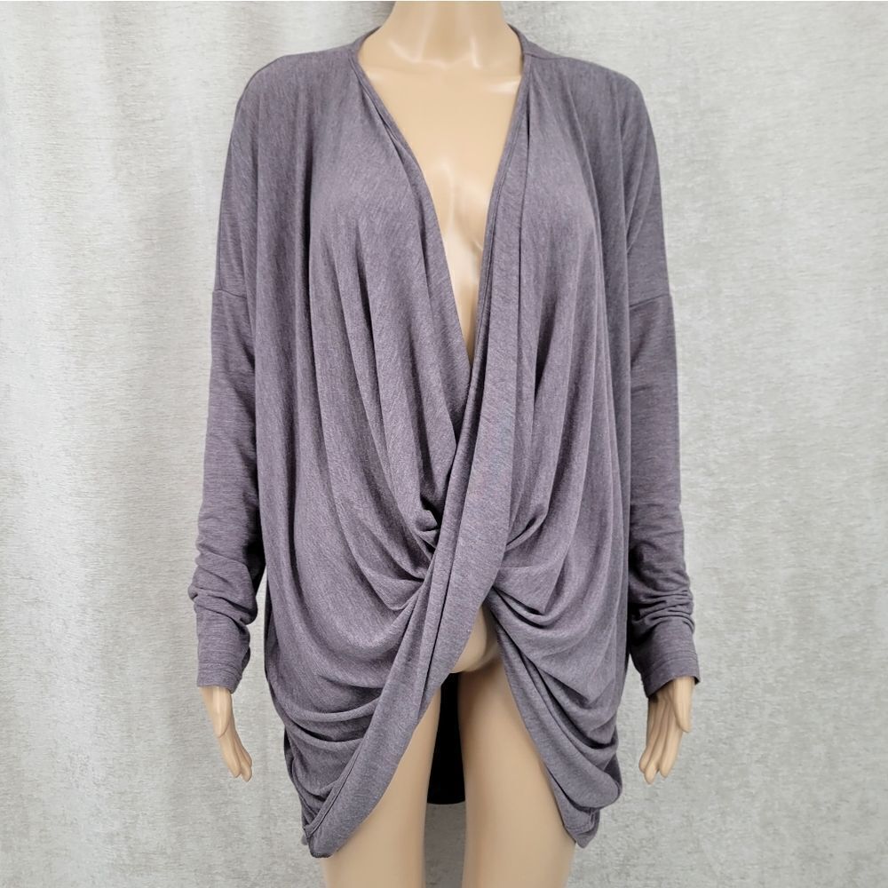 Costa Blanca Stylish Gray Draped Infinity Cardigan Women's Medium Large